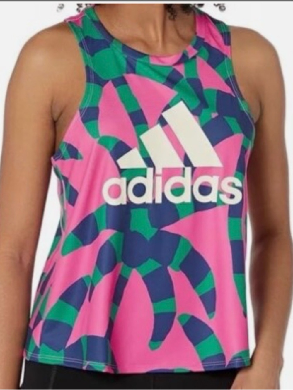 FARM Rio & Adidas Pink Multicolor Tropical Print Athletic Sleeveless Jersey